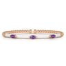 Enamel - 14K Rose Gold Bujukan Amethyst Split Bangle with White Enamel
