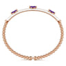 Enamel - 14K Rose Gold Bujukan Amethyst Split Bangle with White Enamel