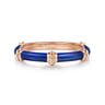 Enamel - 14K Rose Gold Bujukan Bar Split Stackable with Chrome Blue Enamel