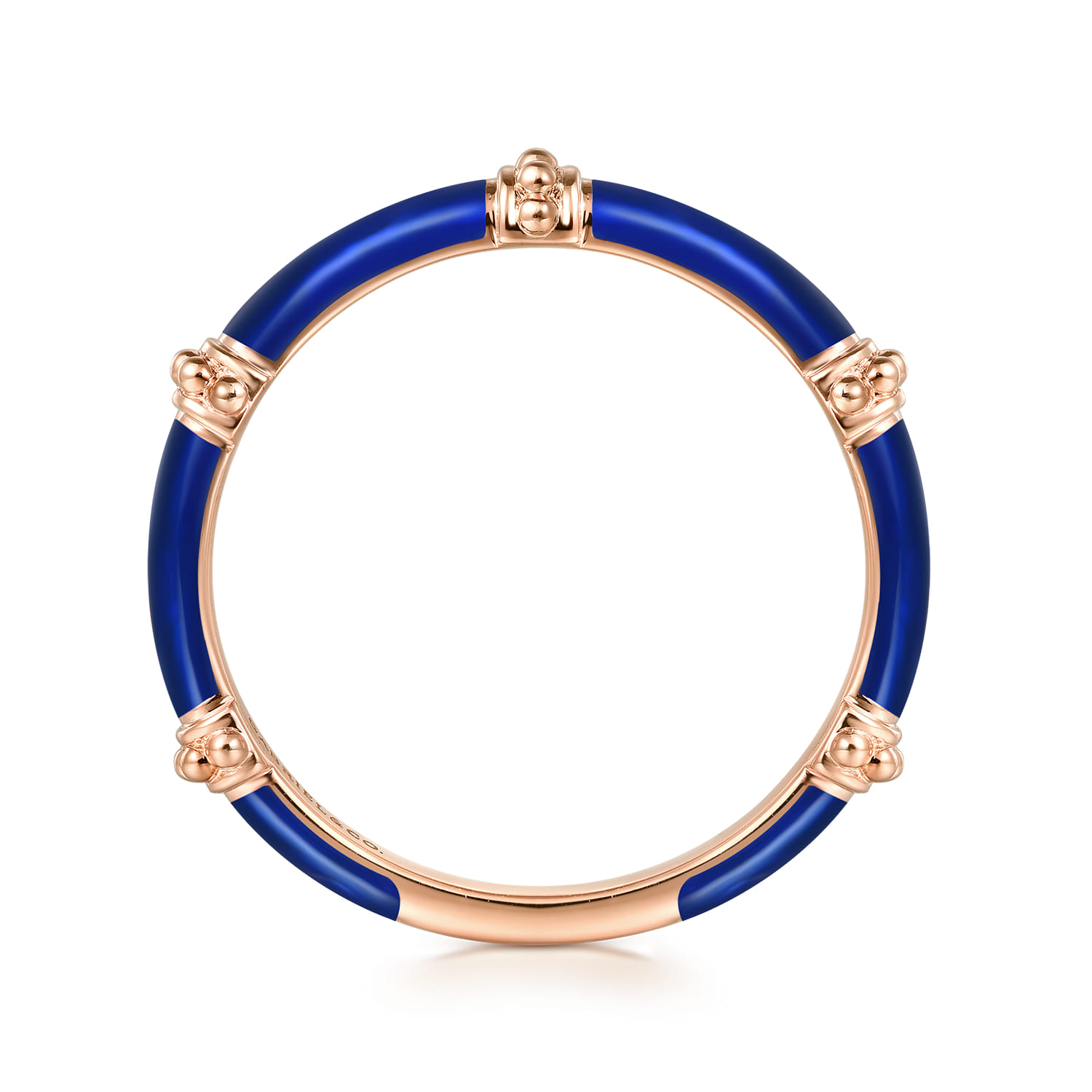 Enamel - 14K Rose Gold Bujukan Bar Split Stackable with Chrome Blue Enamel - Shot 2
