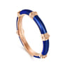 Enamel - 14K Rose Gold Bujukan Bar Split Stackable with Chrome Blue Enamel