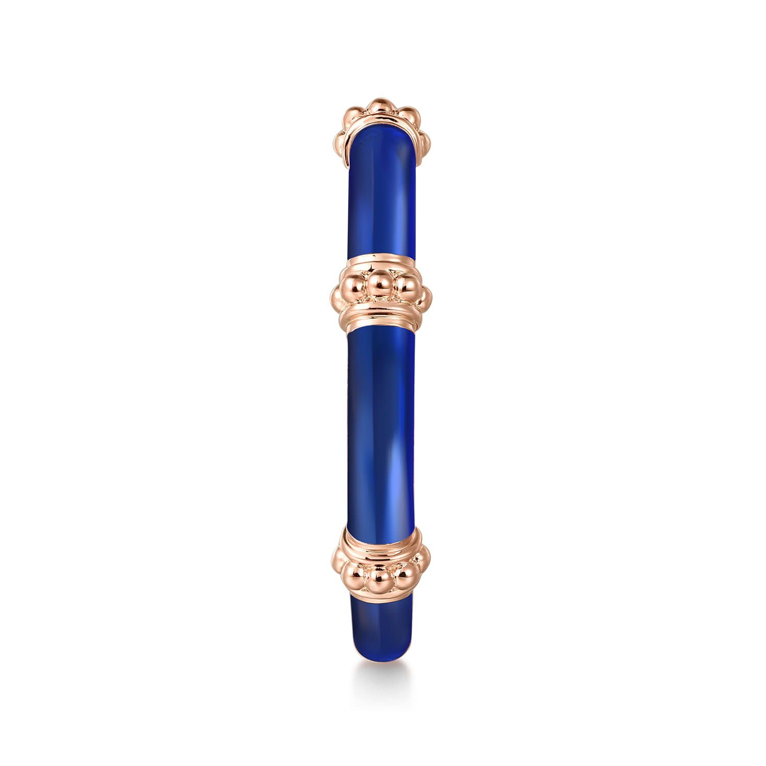 Enamel - 14K Rose Gold Bujukan Bar Split Stackable with Chrome Blue Enamel - Shot 4