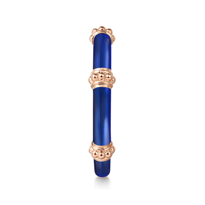 Enamel - 14K Rose Gold Bujukan Bar Split Stackable with Chrome Blue Enamel