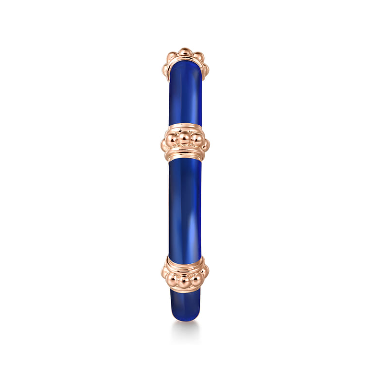 Enamel - 14K Rose Gold Bujukan Bar Split Stackable with Chrome Blue Enamel - Shot 4