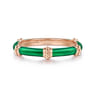 Enamel - 14K Rose Gold Bujukan Bar Split Stackable with Chrome Green Enamel
