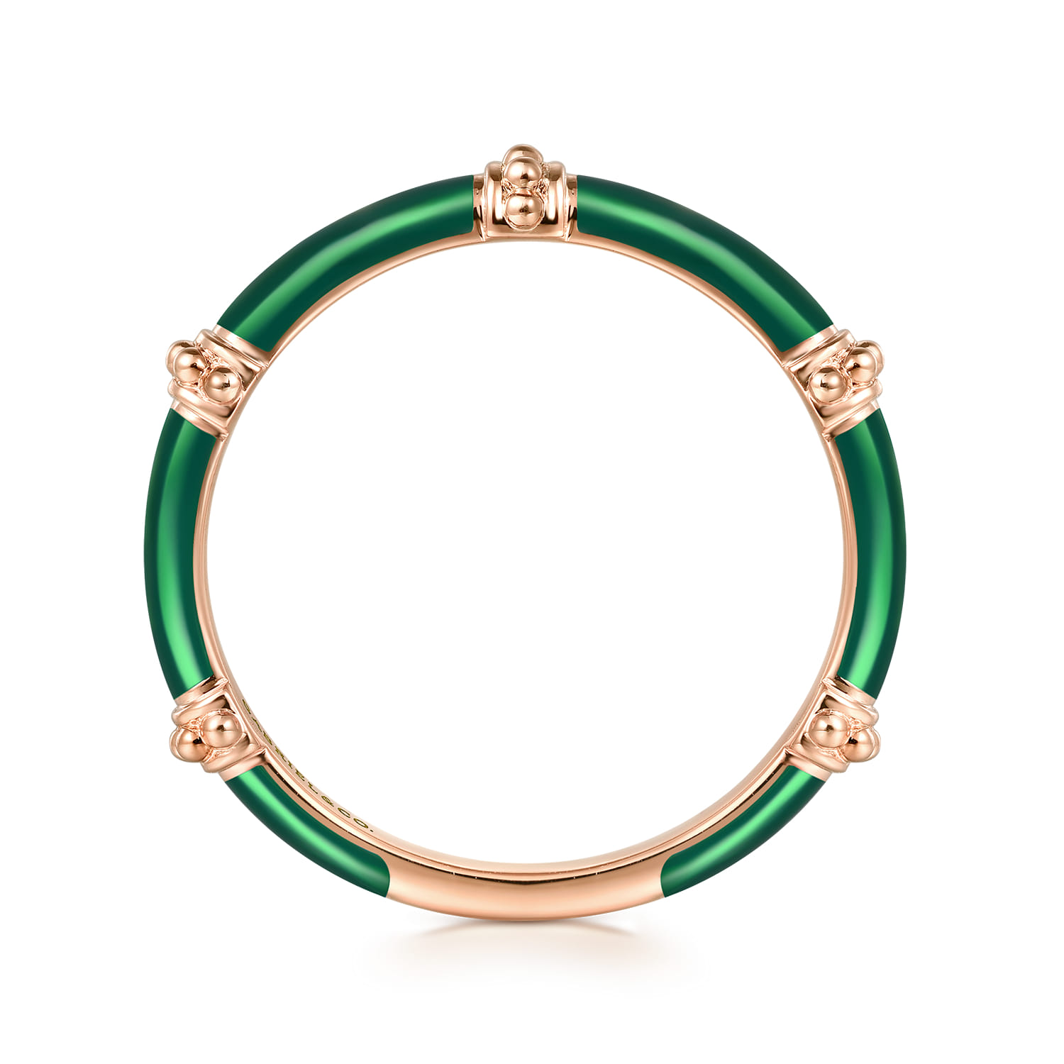 Enamel - 14K Rose Gold Bujukan Bar Split Stackable with Chrome Green Enamel - Shot 2