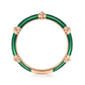 Enamel - 14K Rose Gold Bujukan Bar Split Stackable with Chrome Green Enamel