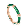 Enamel - 14K Rose Gold Bujukan Bar Split Stackable with Chrome Green Enamel
