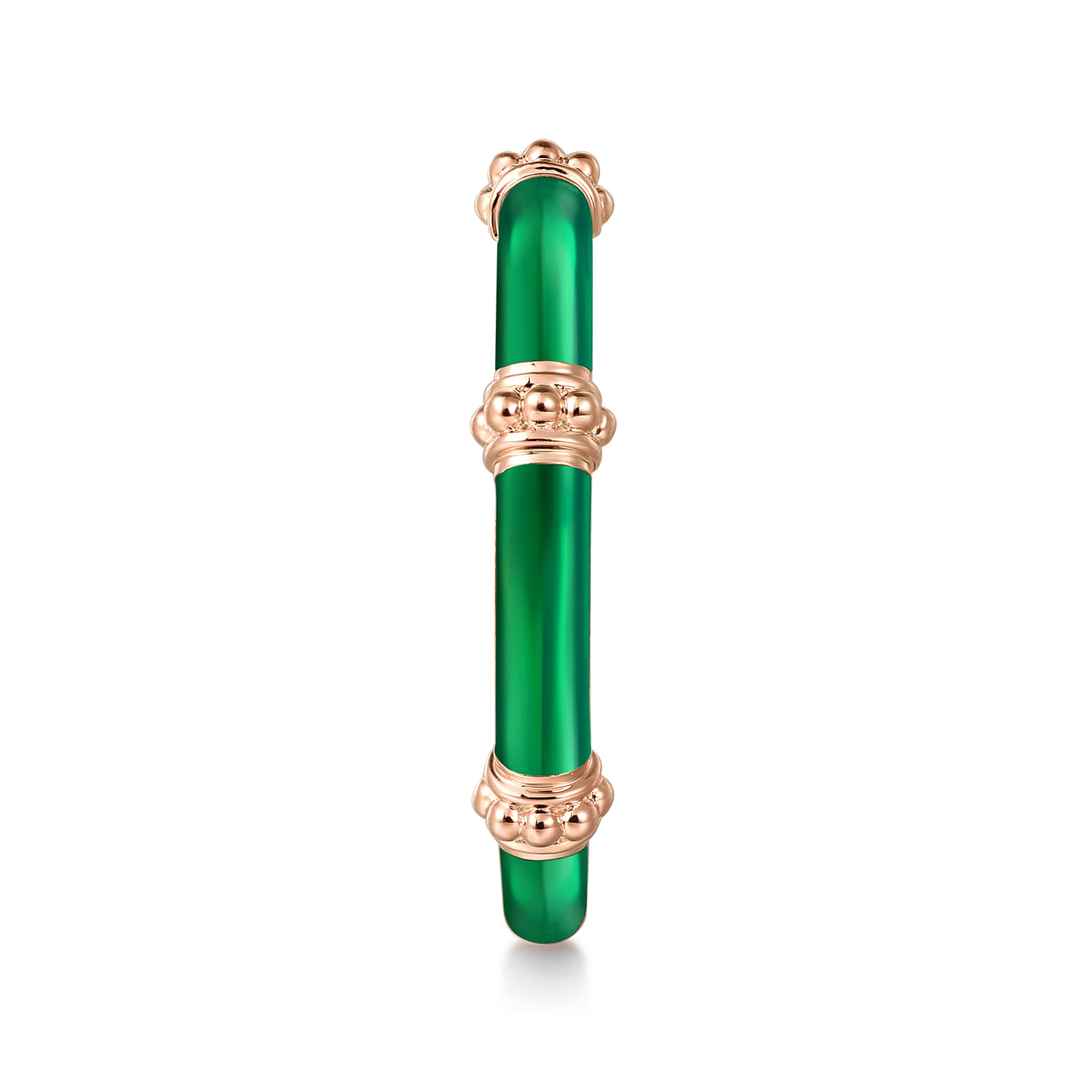 Enamel - 14K Rose Gold Bujukan Bar Split Stackable with Chrome Green Enamel - Shot 4