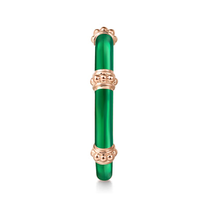 Enamel - 14K Rose Gold Bujukan Bar Split Stackable with Chrome Green Enamel