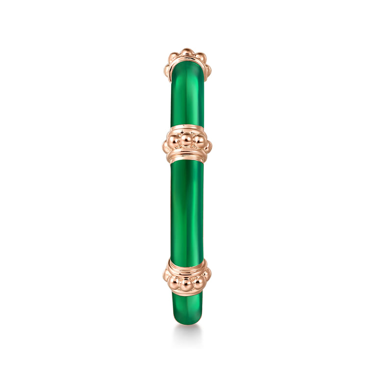 Enamel - 14K Rose Gold Bujukan Bar Split Stackable with Chrome Green Enamel - Shot 4