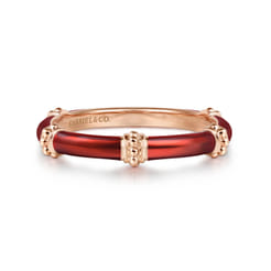 Enamel---14K-Rose-Gold-Bujukan-Bar-Split-Stackable-with-Chrome-Red-Enamel1
