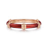 Enamel - 14K Rose Gold Bujukan Bar Split Stackable with Chrome Red Enamel