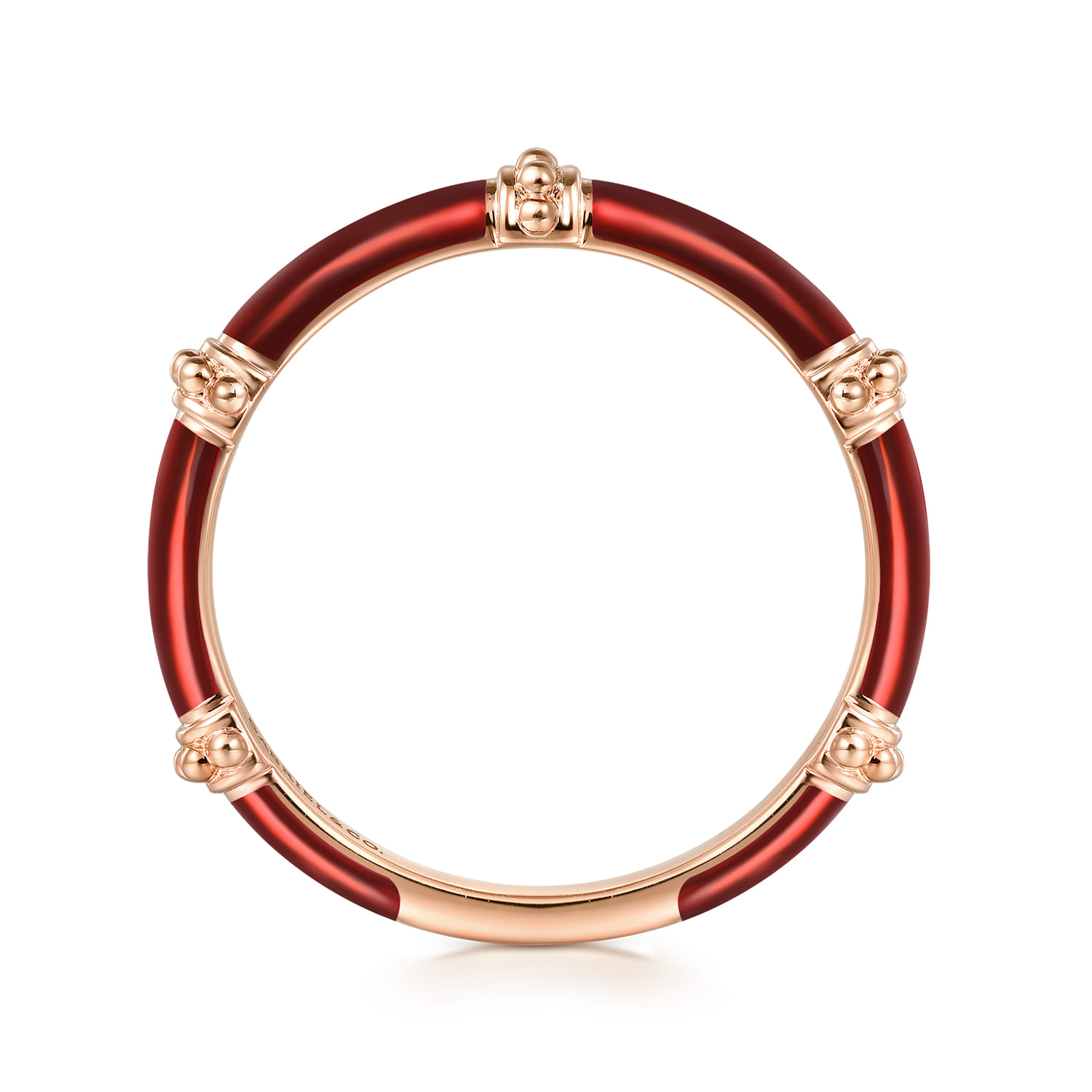 Enamel - 14K Rose Gold Bujukan Bar Split Stackable with Chrome Red Enamel - Shot 2