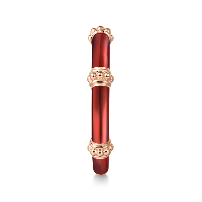 Enamel - 14K Rose Gold Bujukan Bar Split Stackable with Chrome Red Enamel - Shot 4