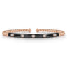 Enamel - 14K Rose Gold Bujukan Beads and Diamond Split Bangle with Black Enamel - 0.15 ct