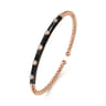 Enamel - 14K Rose Gold Bujukan Beads and Diamond Split Bangle with Black Enamel - 0.15 ct