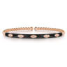 Enamel - 14K Rose Gold Bujukan Beads and Diamond Split Bangle with Black Enamel - 0.1 ct