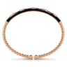 Enamel - 14K Rose Gold Bujukan Beads and Diamond Split Bangle with Black Enamel - 0.1 ct