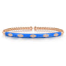 Enamel - 14K Rose Gold Bujukan Beads and Diamond Split Bangle with Blue Enamel - 0.1 ct