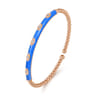 Enamel - 14K Rose Gold Bujukan Beads and Diamond Split Bangle with Blue Enamel - 0.1 ct