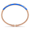 Enamel - 14K Rose Gold Bujukan Beads and Diamond Split Bangle with Blue Enamel - 0.1 ct