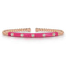 Enamel - 14K Rose Gold Bujukan Beads and Diamond Split Bangle with Fuchsia Enamel - 0.15 ct