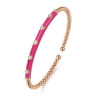 Enamel - 14K Rose Gold Bujukan Beads and Diamond Split Bangle with Fuchsia Enamel - 0.15 ct