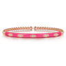 Enamel - 14K Rose Gold Bujukan Beads and Diamond Split Bangle with Fuchsia Enamel - 0.1 ct