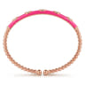 Enamel - 14K Rose Gold Bujukan Beads and Diamond Split Bangle with Fuchsia Enamel - 0.1 ct