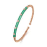Enamel - 14K Rose Gold Bujukan Beads and Diamond Split Bangle with Mint Green Enamel - 0.15 ct