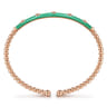 Enamel - 14K Rose Gold Bujukan Beads and Diamond Split Bangle with Mint Green Enamel - 0.15 ct