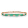 Enamel - 14K Rose Gold Bujukan Beads and Diamond Split Bangle with Mint Green Enamel - 0.1 ct