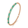 Enamel - 14K Rose Gold Bujukan Beads and Diamond Split Bangle with Mint Green Enamel - 0.1 ct