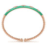 Enamel - 14K Rose Gold Bujukan Beads and Diamond Split Bangle with Mint Green Enamel - 0.1 ct