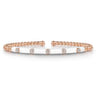 Enamel - 14K Rose Gold Bujukan Beads and Diamond Split Bangle with White Enamel - 0.15 ct