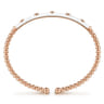 Enamel - 14K Rose Gold Bujukan Beads and Diamond Split Bangle with White Enamel - 0.15 ct
