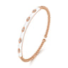 Enamel - 14K Rose Gold Bujukan Beads and Diamond Split Bangle with White Enamel - 0.1 ct