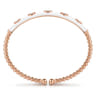 Enamel - 14K Rose Gold Bujukan Beads and Diamond Split Bangle with White Enamel - 0.1 ct