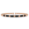 Enamel - 14K Rose Gold Bujukan Beads and Pyramid Split Bangle with Black Enamel