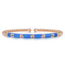 Enamel - 14K Rose Gold Bujukan Beads and Pyramid Split Bangle with Blue Enamel