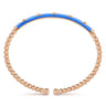 Enamel - 14K Rose Gold Bujukan Beads and Pyramid Split Bangle with Blue Enamel
