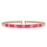 Enamel - 14K Rose Gold Bujukan Beads and Pyramid Split Bangle with Fuchsia Enamel