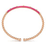 Enamel - 14K Rose Gold Bujukan Beads and Pyramid Split Bangle with Fuchsia Enamel