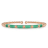 Enamel - 14K Rose Gold Bujukan Beads and Pyramid Split Bangle with Mint Green Enamel