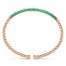 Enamel - 14K Rose Gold Bujukan Beads and Pyramid Split Bangle with Mint Green Enamel