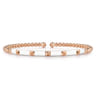 Enamel - 14K Rose Gold Bujukan Beads and Pyramid Split Bangle with White Enamel