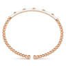 Enamel - 14K Rose Gold Bujukan Beads and Pyramid Split Bangle with White Enamel