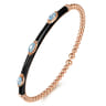 Enamel - 14K Rose Gold Bujukan Blue Topaz Split Bangle with Black Enamel