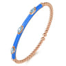 Enamel - 14K Rose Gold Bujukan Blue Topaz Split Bangle with Blue Enamel
